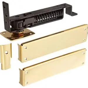 212 MAIN Double Action Self-Closing Spring Hinge with Solid Brass Cover, Lifetime Polished Brass Finish, Floor Mount