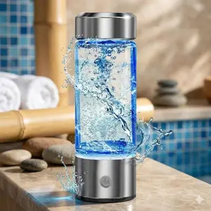 Portable Alkaline Water Ionizer: Rechargeable Hydrogen Water Bottle with Borosilicate Glass for Home, Travel & Office, Reusable Drinkware. Enjoy Healthy Antioxidant Water Anywhere with USB-C Charging.