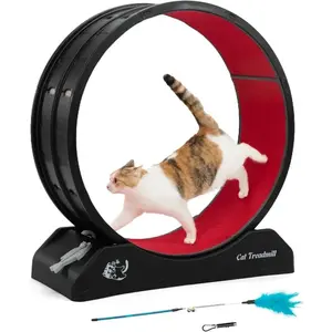 Cat Wheel for Indoor Cats, 31.5" Exercise Running Wheel, Cat Treadmill with Brake & Carpeted Runway, Easy to Install for Fitness