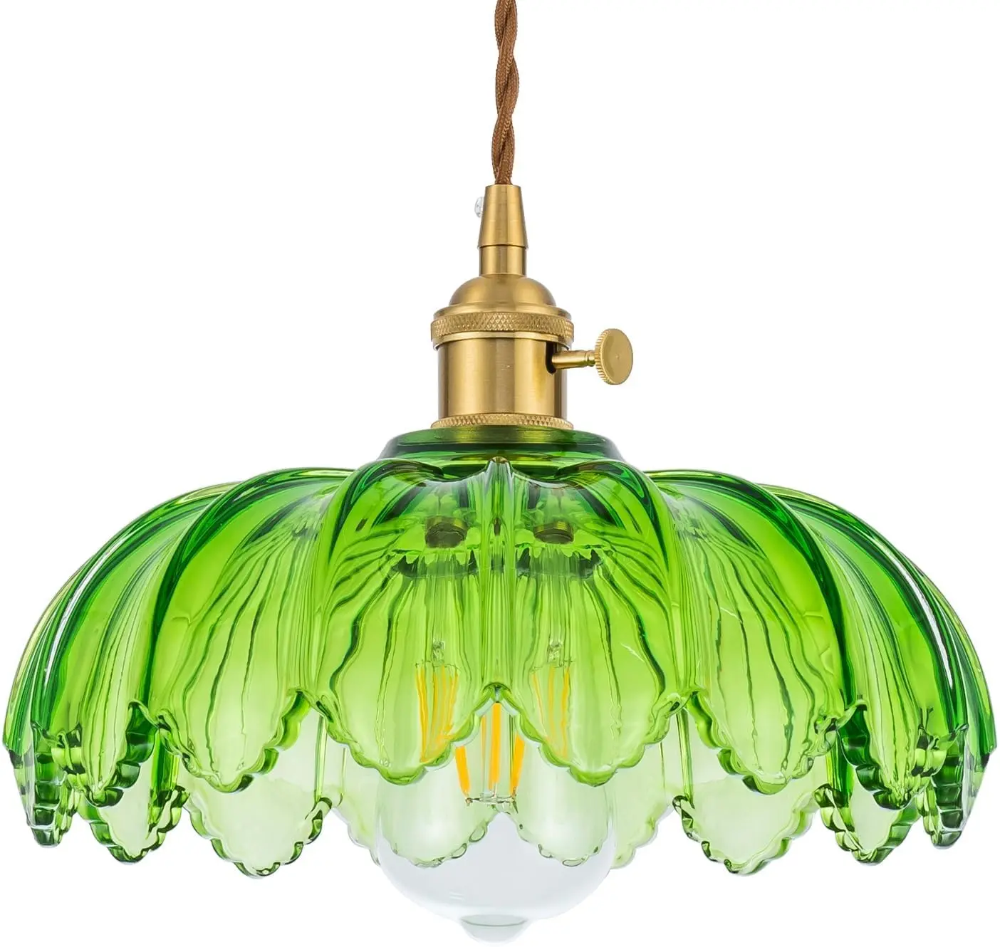 Modern Glass Flower Pendant Light Fixture, E26 Base No Bulb, for Kitchen & Dining Room Home Decor, Indoor Ceiling Hanging Lamp (Christmas Gift Option)