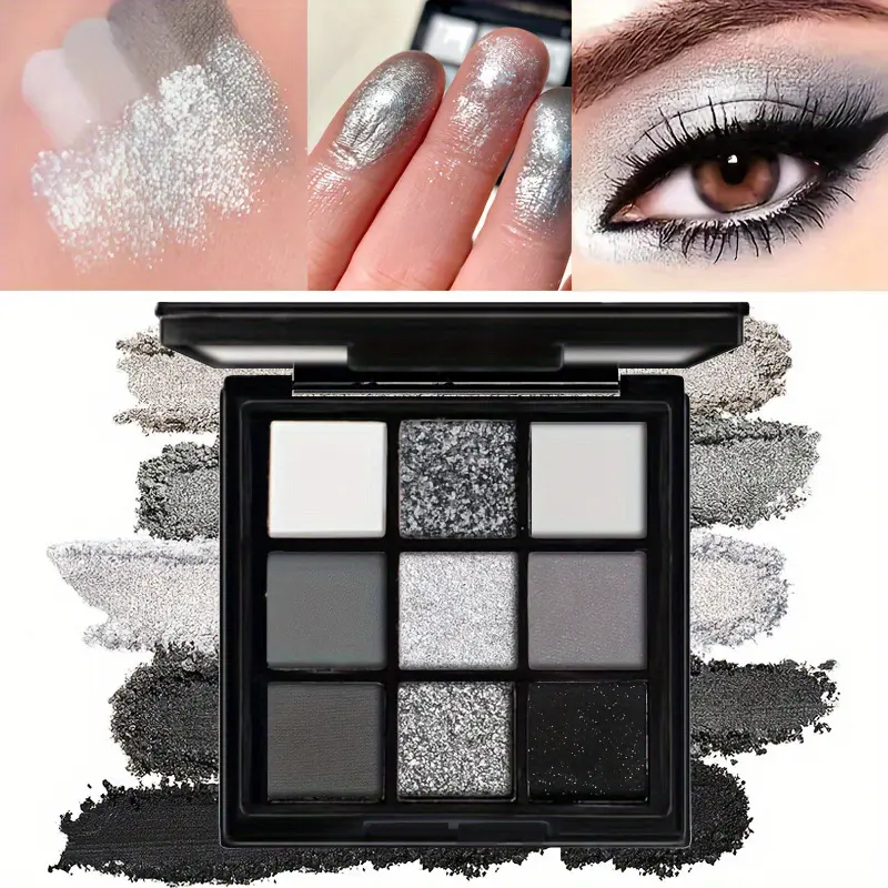9-Color Smokey Eye Eyeshadow Palette with Bold Smoky Black Tones, Long-Lasting & Highly Pigmented Matte & Shimmer Finishes for Gothic Makeup Transformation, Youth