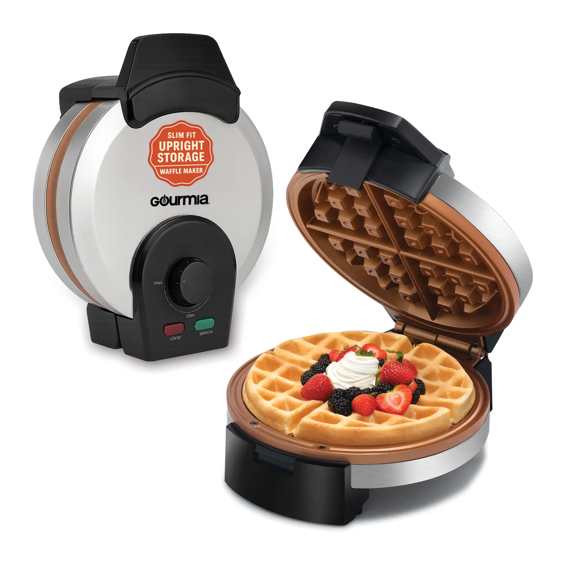 Gourmia Non-Stick Belgian Waffle Maker - Kitchen Appliances, Waffle Baker Machine with Adjustable Browning Control, PFAS-Free Plates for Easy Cleanup