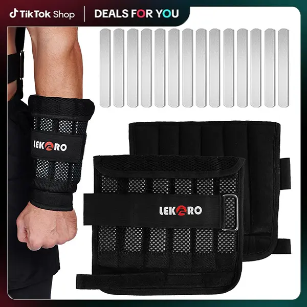 LEKARO Adjustable Wrist Arm Weights (1 Pair) for Men & Women, Soft Ankle Weights with Velcro Straps for Upper Body Workout & Resistance Training, Toned Arms, Strength Training, Home Workout Gear, Strength Training Equipment