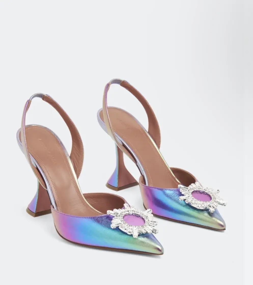Amina Muaddi Leather Begum Heels Size 37