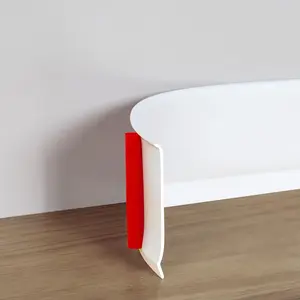 Vinyl Baseboard Molding Trim 4 Inch x 20  Flexible Baseboard Trim Peel and Stick Base Board Molding Rubber Adhesive Base Board Moulding White SB03