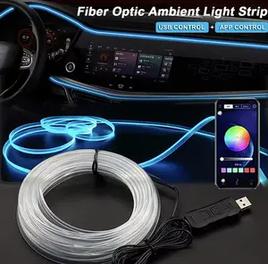 RGB Car Interior Ambient LED Light Strip Kit APP Control USB Fiber Optic 2M-5M
