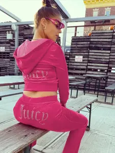 Women's rhinestone long pants 2-piece set, elegant and fashionable, suitable for daily life, Fall outfit