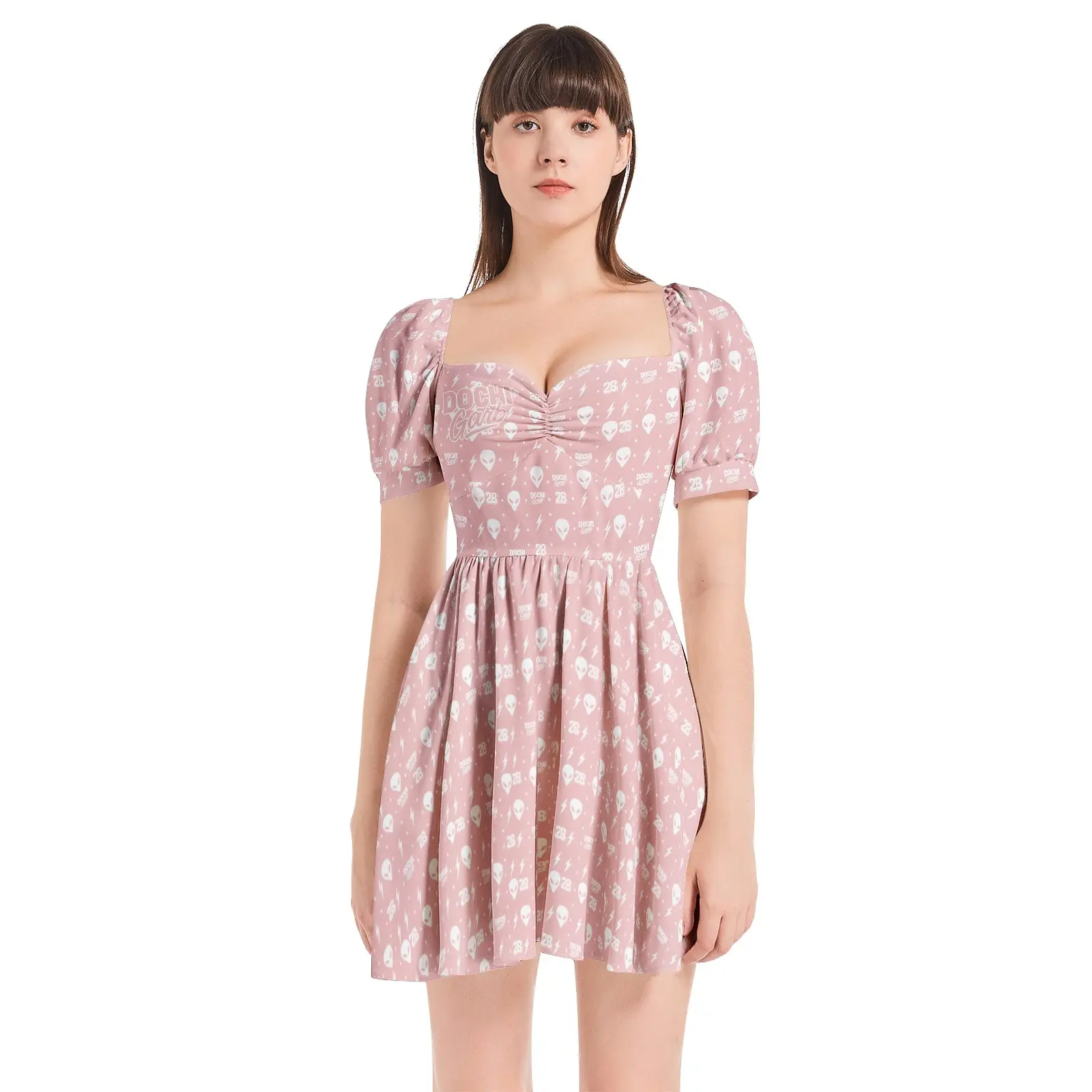 DOCHI Print Dress - Baby Pink