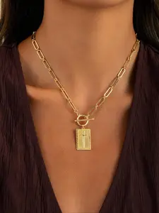 1-Piece Gold And Silver Cross Chain Design Necklace For Women, Toggle Clasp Rectangle Cross Charm Necklace, Dainty Paperclip Chain Religious Jewelry Gift For Christian Faith, Baptism, First Communion