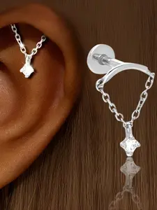 1pc Casual Minimalism Vintage Fashion Hip-hop Geometric Fringed Pendant Ear Studs Ear Bone Stud Earrings Suitable for Both Men and Women Daily Vacation Music Festival Party High Quality Earrings