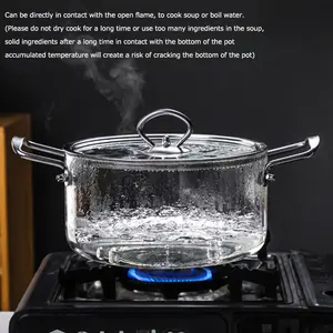 Large Glass Pot With Stainless Steel Handle,Transparent Glass Cookware Suitable For Induction Cooktops,Gas Stoves, Transparent Glass Casserole With Lid, Mixed Cooking Pan,