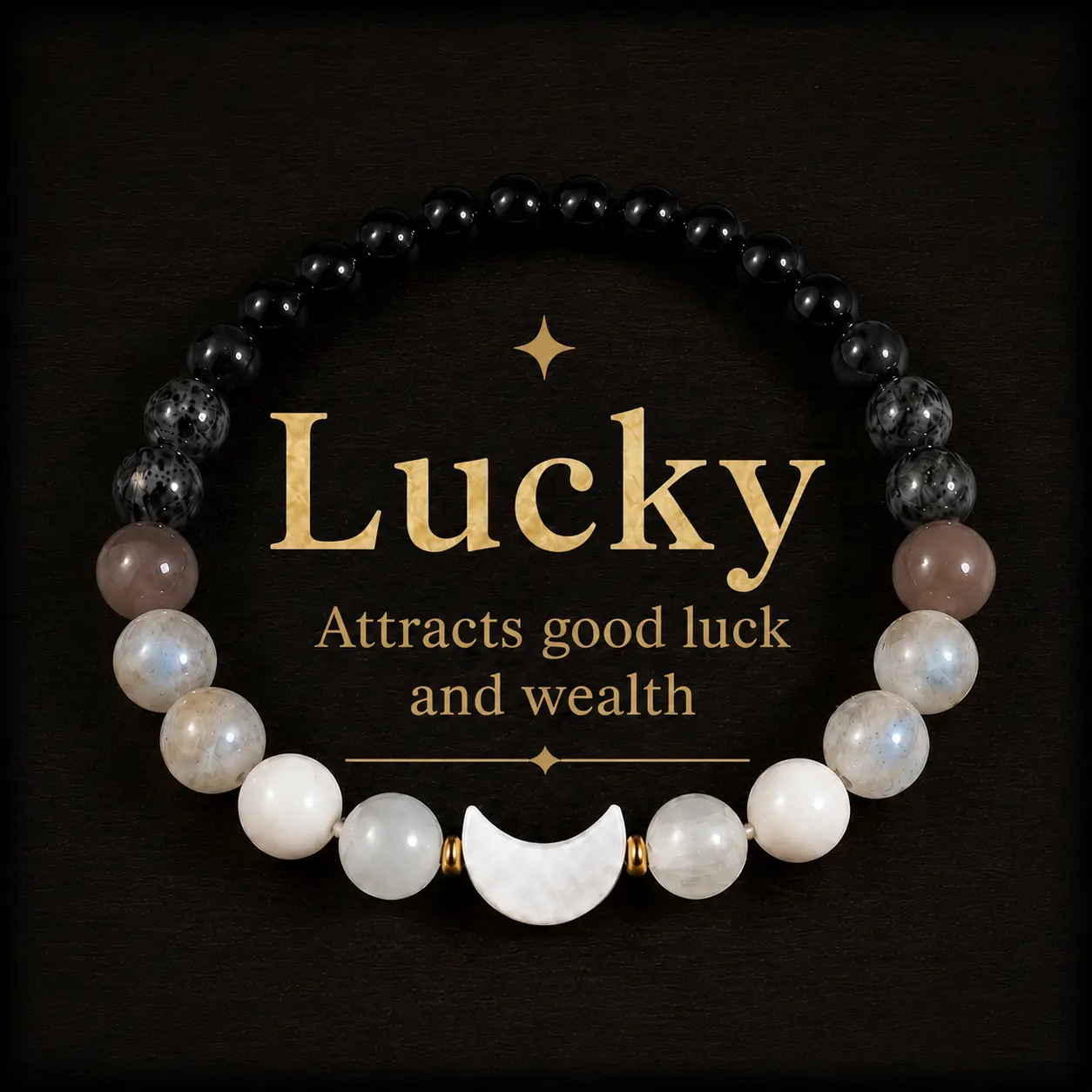 Natural Moonstone Bead Bracelet Labradorite Black Tourmaline Moon Phase  Crystal Beaded Healing Bracelet, Gift for Her