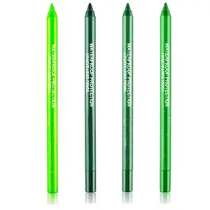 4 Colors Green Eyeshadow Pencil Set,Metallic Eyeliner Pencil Kit Matte&Shimmer Eyeshadow Stick Long Lasting Professional Eye Makeup Colorful Eye Liner for Women