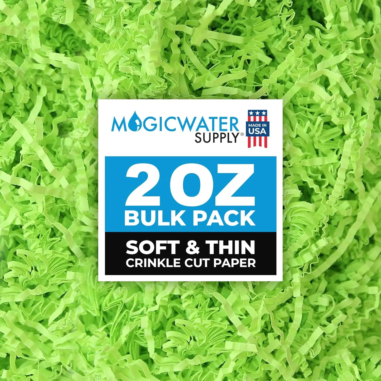 2 oz Lime Green Soft & Thin Crinkle Cut Paper Shred Filler, Ideal for Gift Wrapping, Basket Filling, Birthdays, Weddings, Any Occasion (Home & Festive Party Supplies)