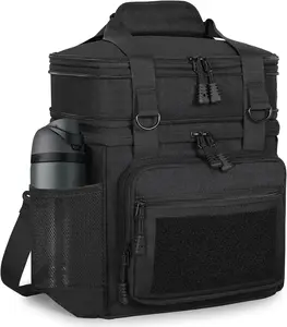 Double Deck Insulated Lunch Box, Expandable Large Lunch Bag Leakproof Cooler Bag Lunch Pail for Men Women Adults Work Shifts Travel Daytrip, Black