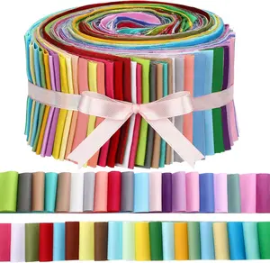 40 Pcs Solid Color Jelly Fabric for Quilting, Cotton Patchwork Roll, 2.55 Inch Cotton Quilting Fabric Bundle for Quilting and DIY Sewing(Solid Style)