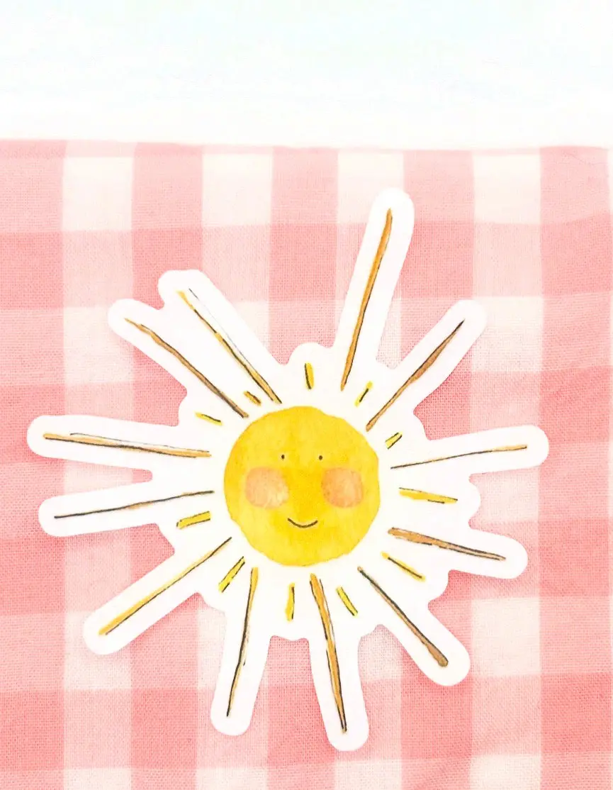 Smiling Sun Watercolor Die-Cut Sticker