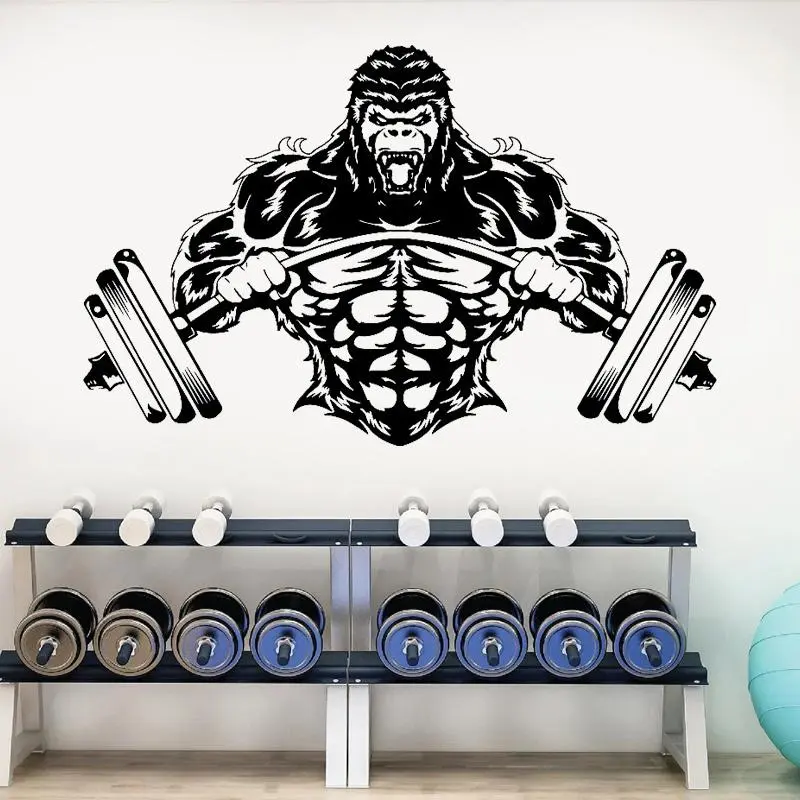 Gym Wall Decal Custom Fitness Decor Workout Art Vinyl Sticker Gorilla Gym Quote Stickers  Motivation Crossfit Logo A732