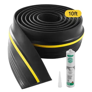 VEVOR Garage Door Threshold Seal Strip, Summervibes,Summervibes, 10 FT Universal Garage Door Floor Seal Strip with Adhesive, Garage Door Bottom Weatherproof Strip, Upgraded Thick PVC DIY Weather Stripping Replacement, Black