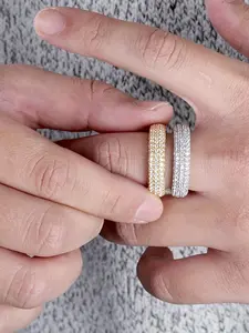 Hip Hop Ring with Micro Paved Cubic Zirconia, Trendy Simple Men's Ring Jewelry, Unique Fashion Accessory for Stylish Cubic Zirconia Rings, Artificial Zircon Rings, Trendy Jewellery Accessories