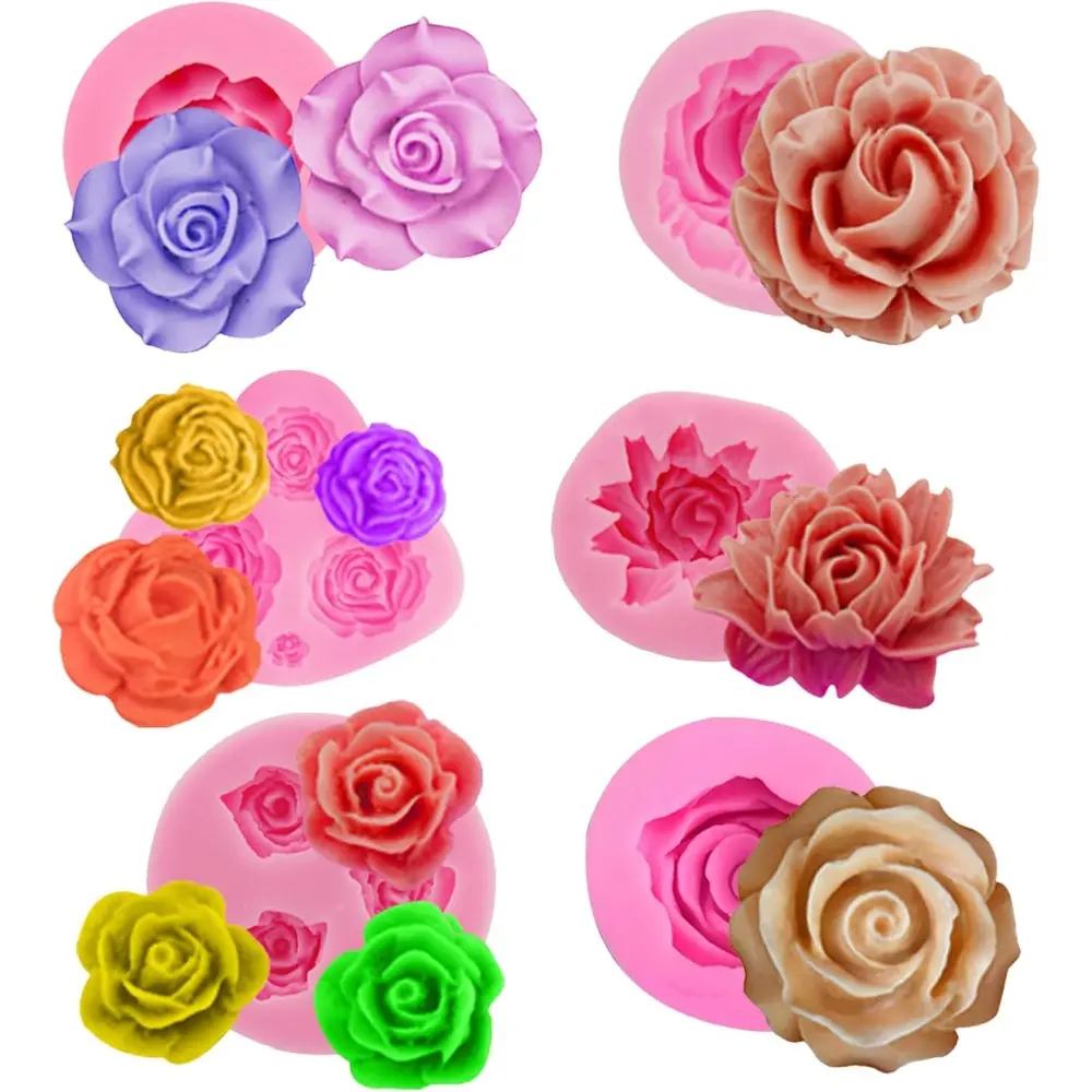 6 Pieces 3D Flower Mold,Peony Mold,Flower Resin Casting Mold,Resin Making Molds,Silicone Soap Mold,Rose Mold,for Candle,Wax,Home Decor,Valentine's Father's Day Gifts,DIY Hand Tools Kit