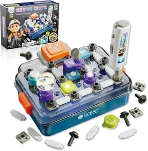 Electronic Building Learning Kit for 3-4 Years Old Children, 46-Piece Explorer Set with Battery-Operated Cordless Screwdriver, Safe and Engaging ABS Workstation for Children Development (Nursery & Home Use)