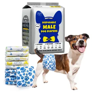 DONO: Disposable Male Female Dog Wraps Diapers,Rapid-Dry Gel Technology,Super Absorbent,Breathable,Simple To Use,Not Easy To Slide,Multiple Sizes And Package Quantities,Cute Dog Paw Print Pet Products，pamper dog
