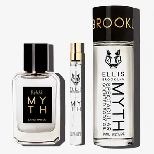 ELLIS BROOKLYN MYTH Fragrance and Body Oil Trio - Eau De Parfum 50ml, Travel Spray 10ml & Scented Body Oil 95ml Set  Bundle, $218 Value