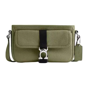 COACH Beck 21 Envelope Crossbody Bag for Men – Textured Leather, Moss Green
