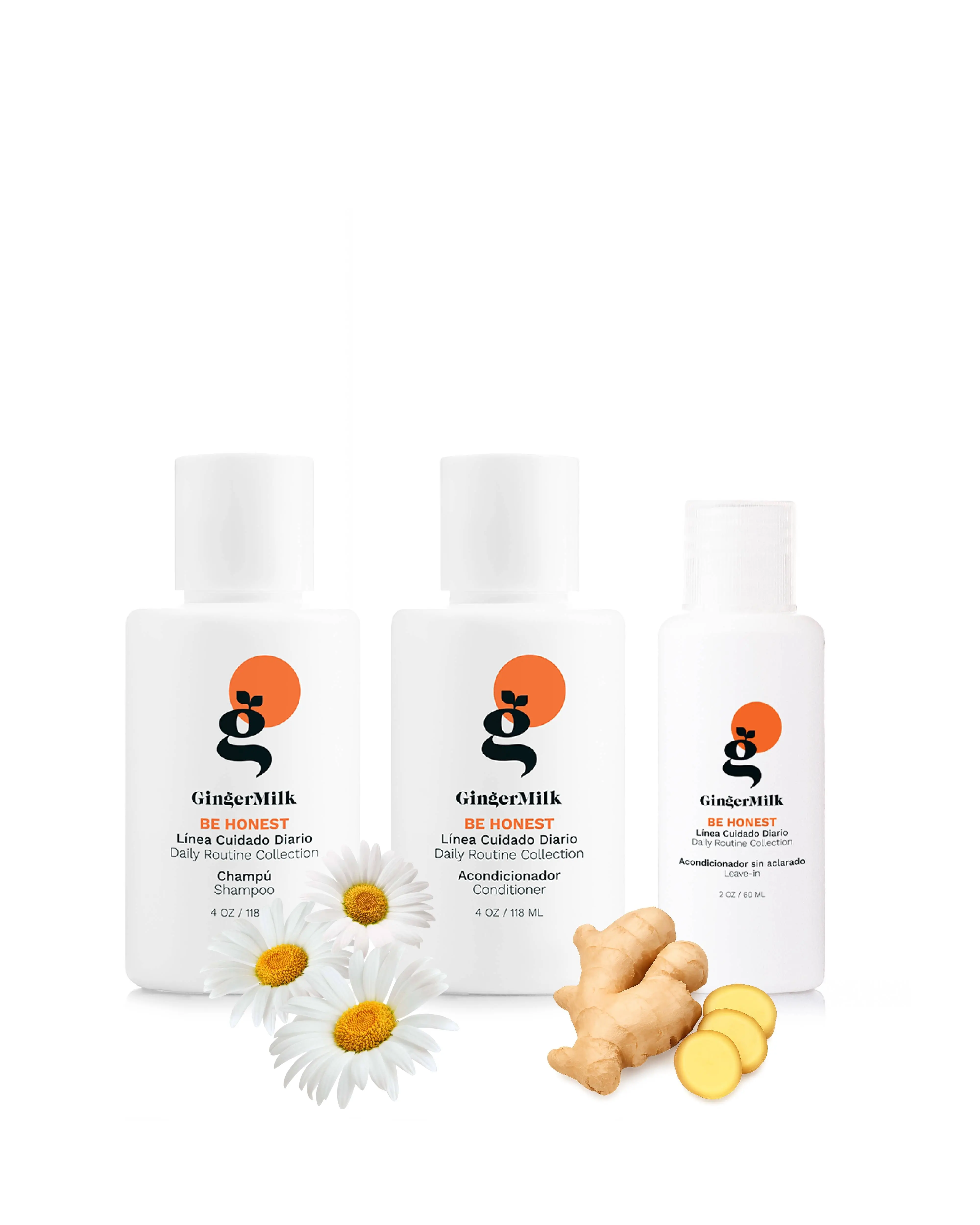 Be Honest Travel Size Oily Hair Kit | Shampoo 4 oz + Conditioner 4 oz + Leave-In 2 oz | Balancing & Hydrating Care for Oily Scalp & Combination Hair | Ginger Milk