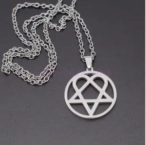 Him Necklace Stainless Steel Heartagram Pendant Merch Logo Symbol 24" Chain
