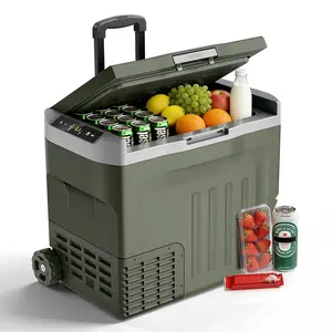 12 Volt Refrigerator 42QT(40L) Compressor Electric Cooler, Car Fridge -4℉~68℉, Portable Freezer 12V/24V DC 100-240V AC, 12V Cooler with Wheels & Handle for Travel,Camping,Truck