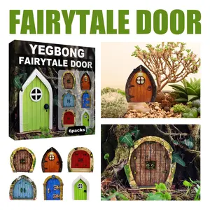 6Pcs Wooden Fairy Door Collectible Decor, Charming Miniature Elf Doors for Home Decoration, Handmade Wooden Desktop Craft for Garden Accessories & Fairy Tales Decorative