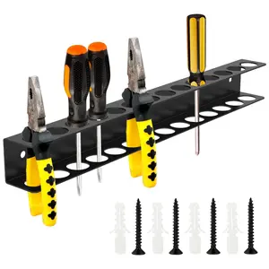 Wall Mounted Tool Organizer Rack, Heavy Duty Metal Screwdriver and Pliers Holder with Screw , Garage Tool Wall Organizer for Workshop, Shed, Garage, Kitchen Cabinet - Saves Space, Easy Installation