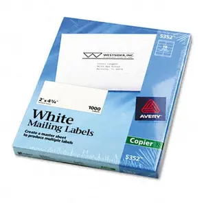 Avery Self-Adhesive Address Labels for Copiers 2 x 4-1/4 White 1000/Box