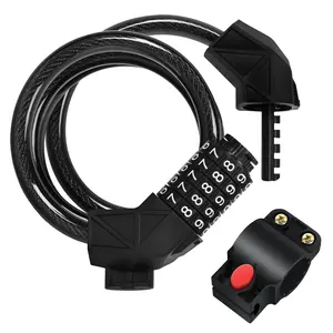 Anti-Theft 5-Digit Code Bike Lock with 4ft Steel Cable, 100000 Combinations, Weatherproof PVC, User-Settable Code, Universal Fit, 30-Second Reset Bike Security Bike Lock Mount Bike Protection Bike Safety outdoorfun outdoorfun