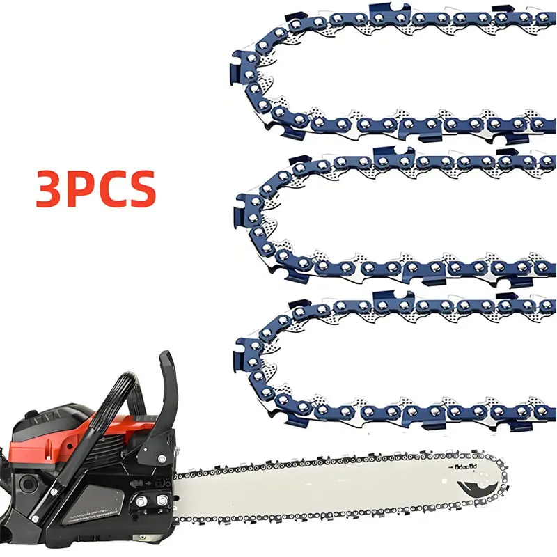 3PCS Gas Chain Saw Replacement Chains 16" 18" 20" 22" 24" Inch Optional Sizes, 3/8" LP Pitch, .058" Gauge Drive Links, Sharp Wear-Resistant Cutting Teeth, Spare Parts for Logging, Tree Trimming