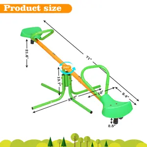 360 Degree Rotation Outdoor Kids Spinning Seesaw Sit and Spin Teeter Totter Outdoor Playground Equipment Swivel Teeter Totter for Backyard Fun and Active Play