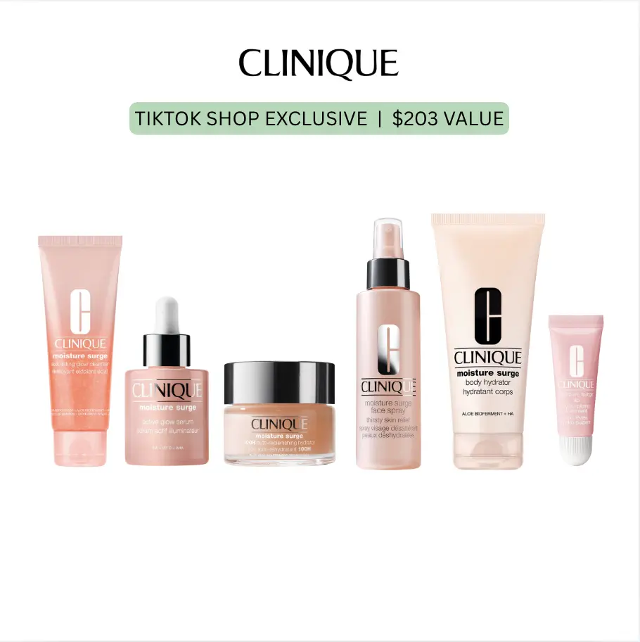 [Clinique] Moisture Surge Head to Toe Collection | Skincare | Hydrating | Gentle | Brightening | Hyaluronic Acid | Vitamin C | Fragrance Free | 6-piece