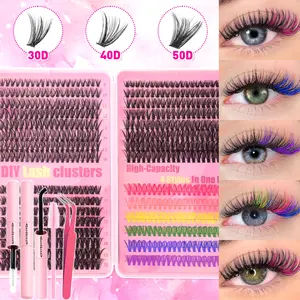 DIY Eyelash Extension Available in multiple lengths including 30D, 40D, and comes with false eyelash glue, tweezers, and brushes. The vibrant colors add energy and personality, and the eyelashes are soft, comfortable to wear