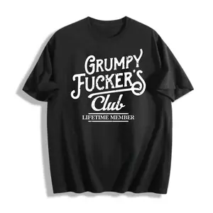 Men’s T-Shirt Grumpy Fucker's Club Graphic Print 100% Cotton Summer Wear S-5XL Plus Size Casual Style Tee Gift For Him