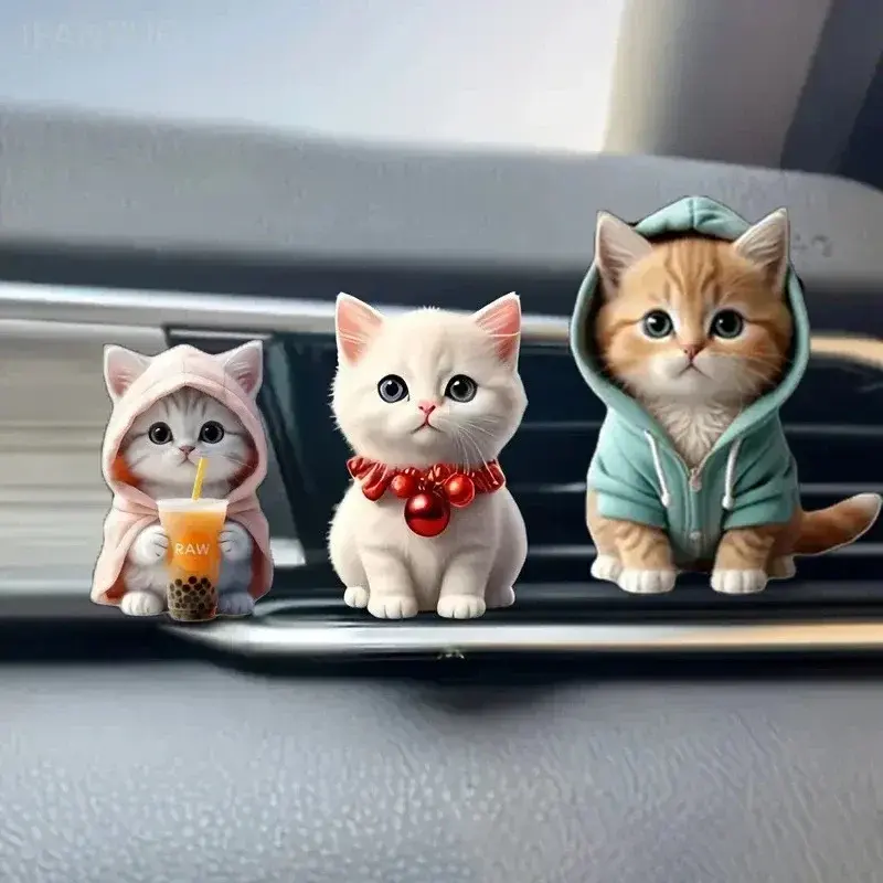 Car Decoration Car Outlet Vent Perfume Clips Cat Acrylic 2D Air Freshener Diffuser Conditioning Aromatherapy Perfume Clip Car Interior Decor cool car accesories scents  from  above  shop selfie stick custom  shift  knob usa stock solid color car seat high