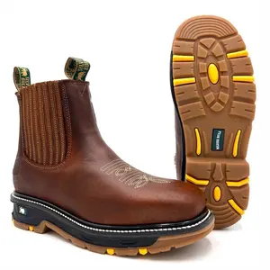 Silver Bull Rodeo Work Slip-On Boots SB-3078 Square Toe Leather Footwear Shoe Comfort Dual Density  Walking Shoes