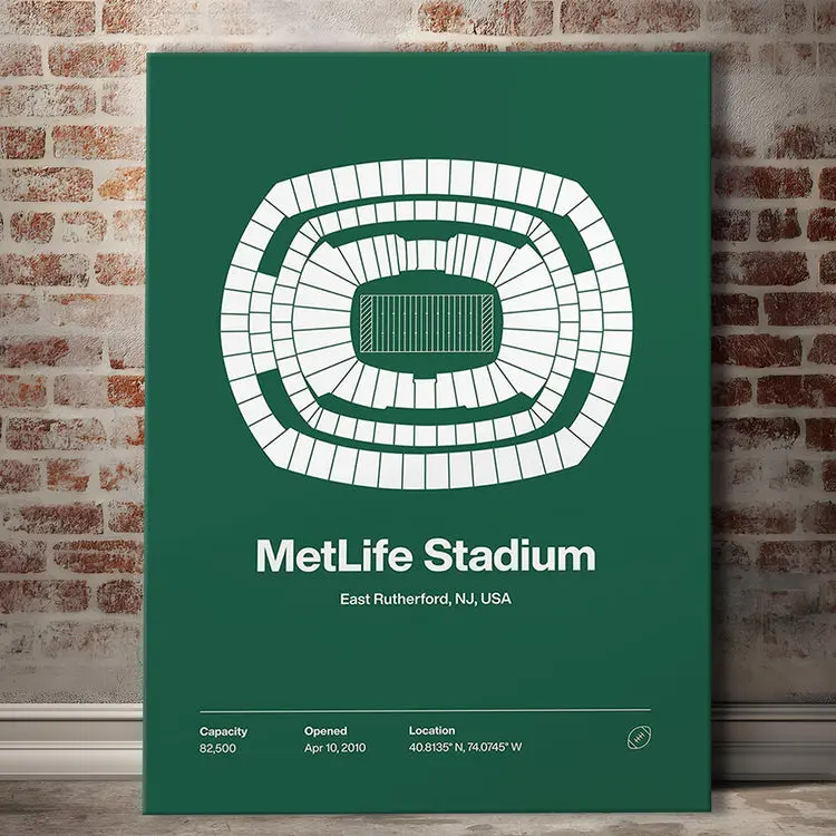 NY Jets Stadium Print, NY MetLife Stadium Print V1, Fan Gifts, Sport Art, Poster Print Wall Art - No Frame