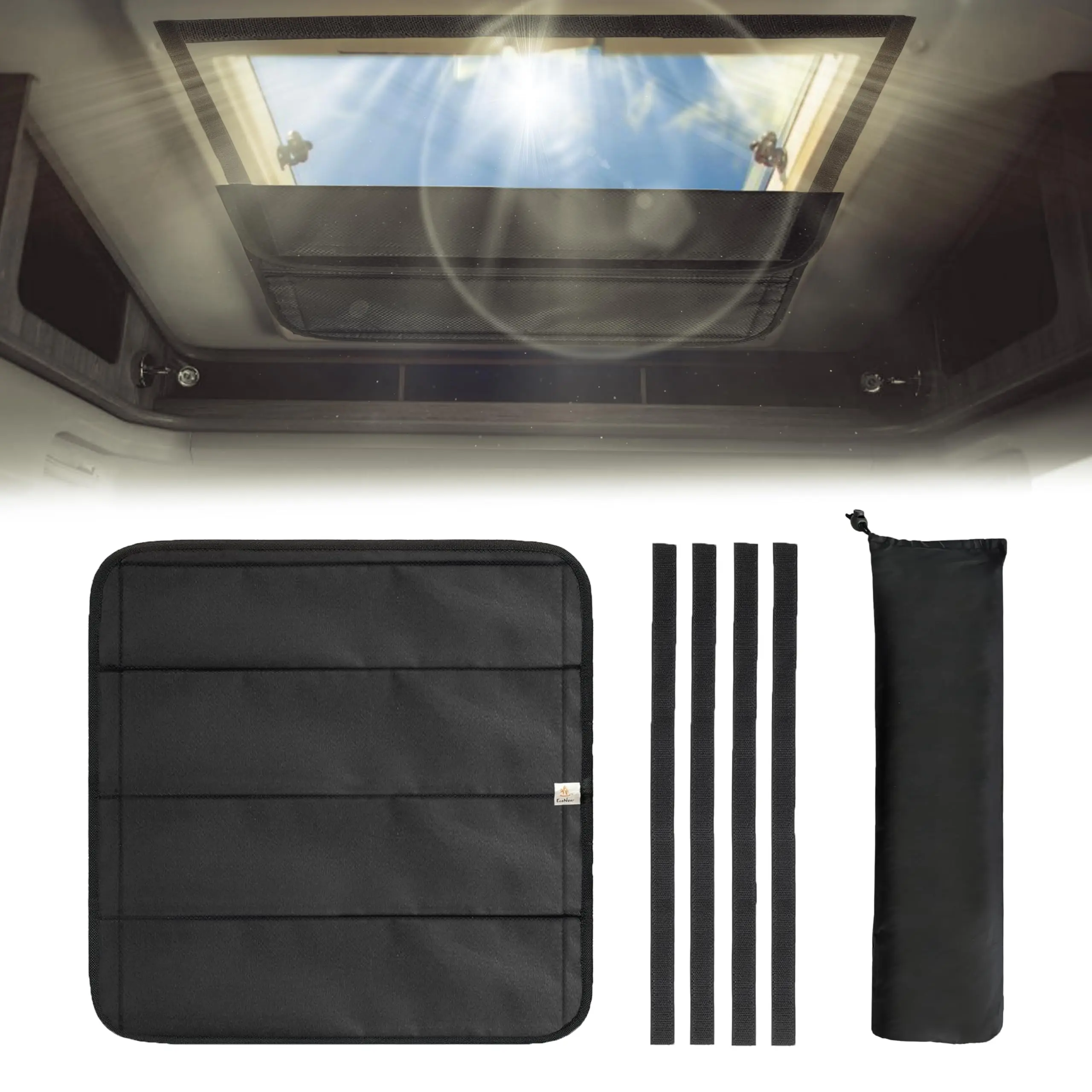 EcoNour RV Skylight Window Shade - 16.25"x16.25" Durable & Sturdy Sunshade, 3-Layer Reflective Waterproof UV Protection for Camper Trailers, Foldable Magnetic Design, Easy Installation with Adhesive Fasteners, Durable Sun Shade, Sturdy Sun Shade