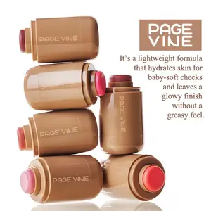 Cross-border Hot Sale PAGE VINE Pocket Blush Stick 6 Colors Lip Cheek Water Light Stick Highlight Brightening Natural Matte Rouge