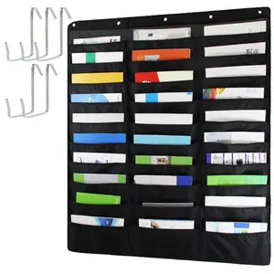Storage Pocket Chart Large Capacity Document Organizer with 30 Pockets Wall Hanging Folder Holder Over the Door File Organizer for Office Home School