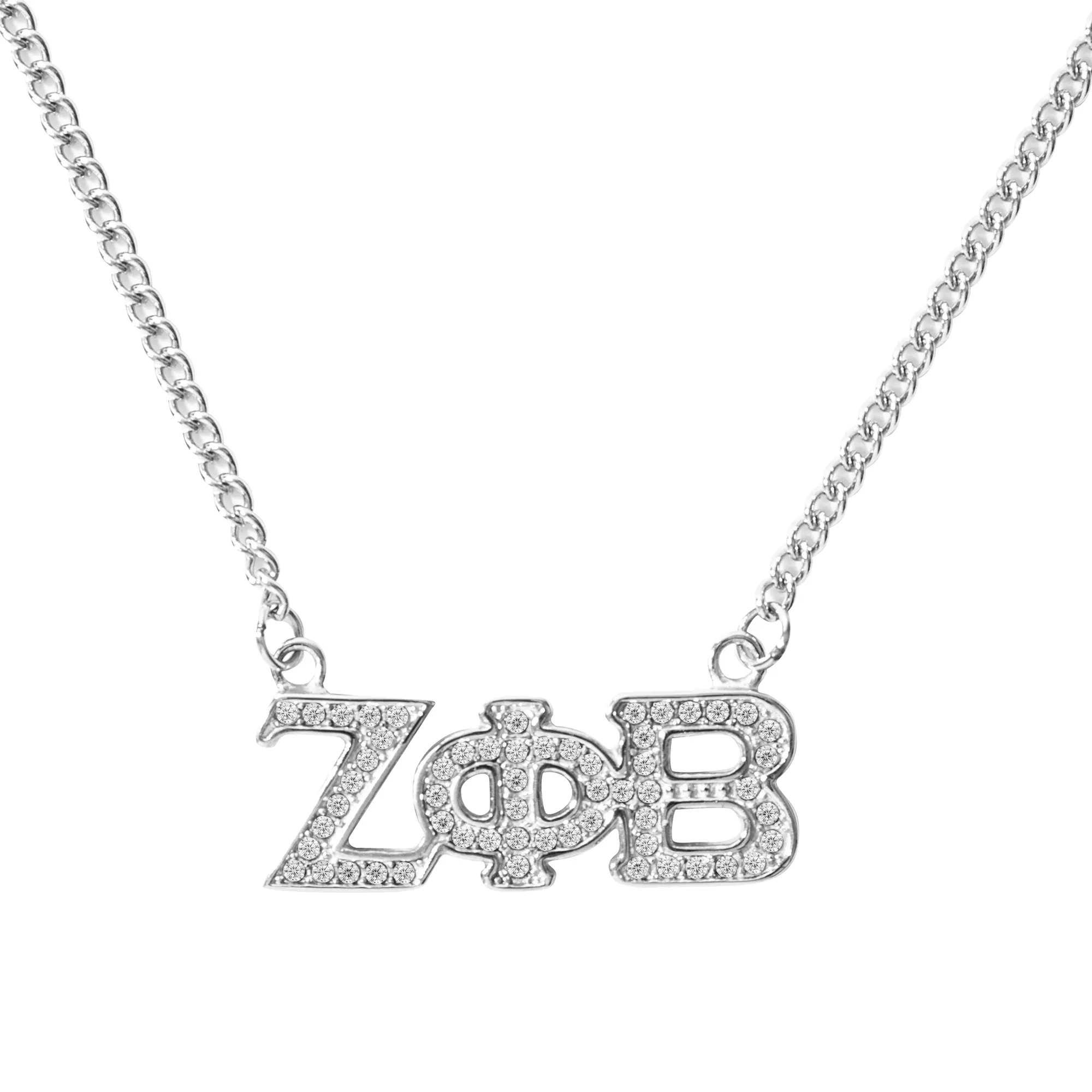 BBGreek Zeta Phi Beta - Official Vendor - Greek Letters - Silver Austrian Crystal Necklace Necklace Gift Rhinestone Necklace