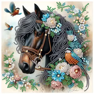 Horse Pattern DIY Diamond Arts Colorful Painting Kit without Frame, 5D Special Shape Diamond Handmade Mosaic Art Kit for Adults, Wall Art Decor, Diamond Painting Kits, Crafts