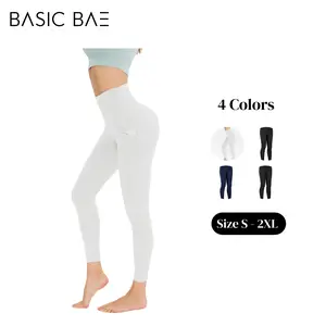 Basic Bae Wide Waistband Sports Leggings, Stretchy, 78% nylon, 22% spandex, S - 2XL